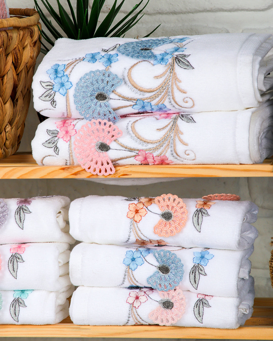 Lunara Embroidered Velvet Towel Set – Premium Hand & Kitchen Towels