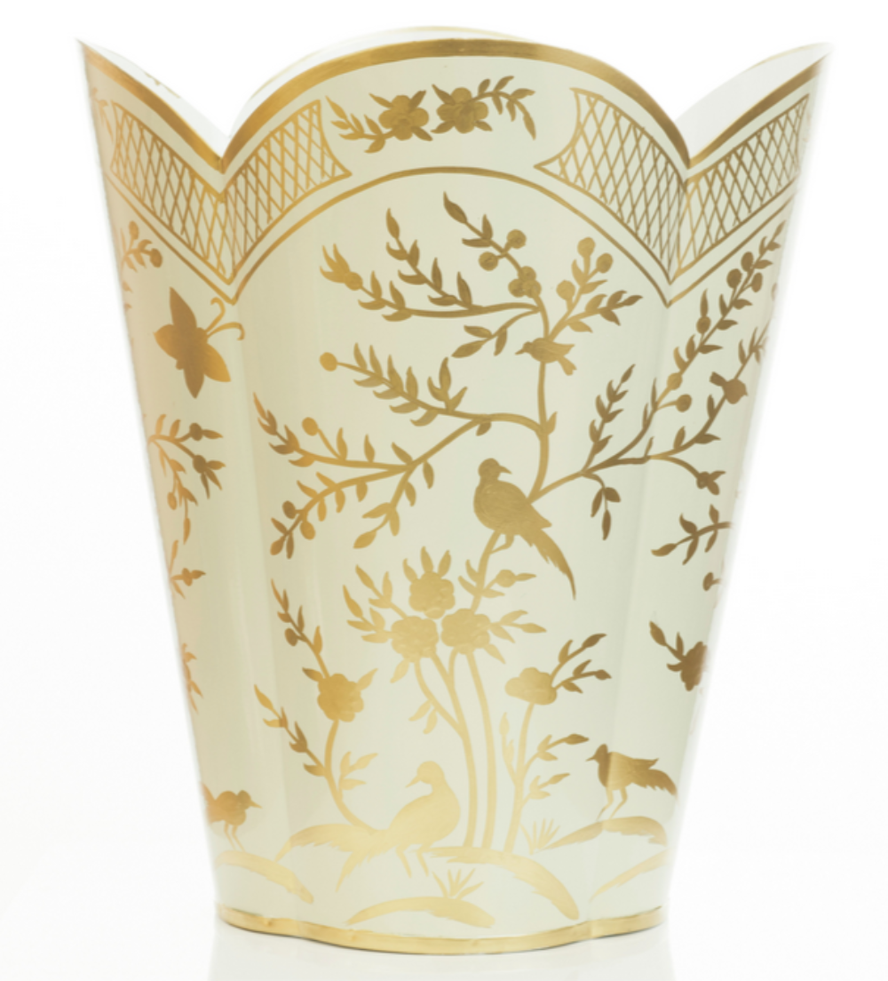 Pale Green & Gold Chinoiserie Wastepaper Basket & Tissue (3 Options)