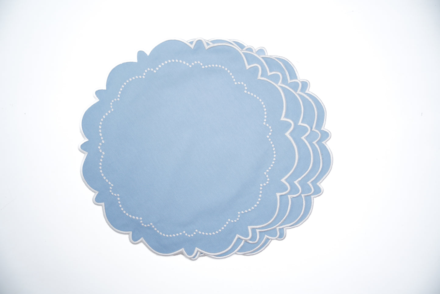 HARMONY BLUE WHITE TRIM FABRIC PLACEMAT