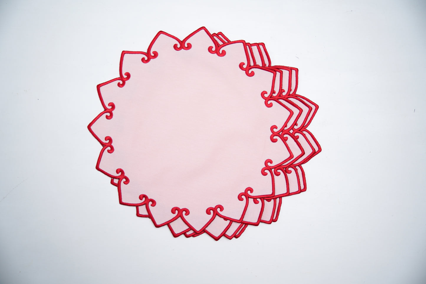 ASHBURY PINK RED TRIM FABRIC PLACEMAT