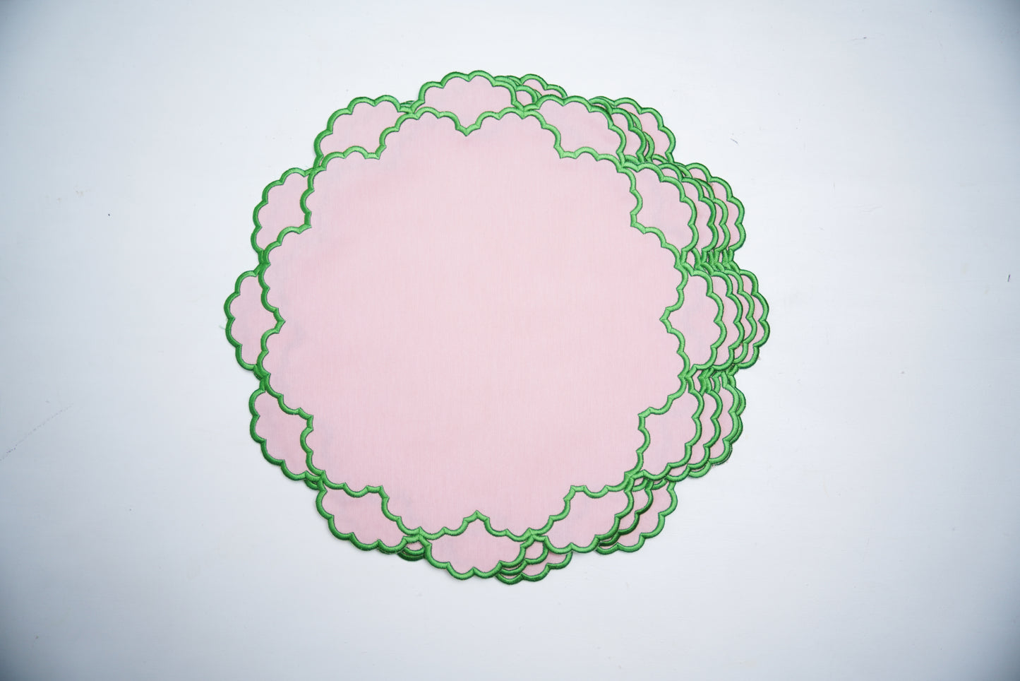 CRESSIDA LIGHT PINK GREEN TRIM FABRIC PLACEMAT
