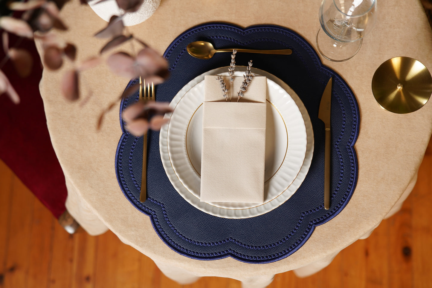NURTURE NAVY BLUE FAUX LEATHER PLACEMAT