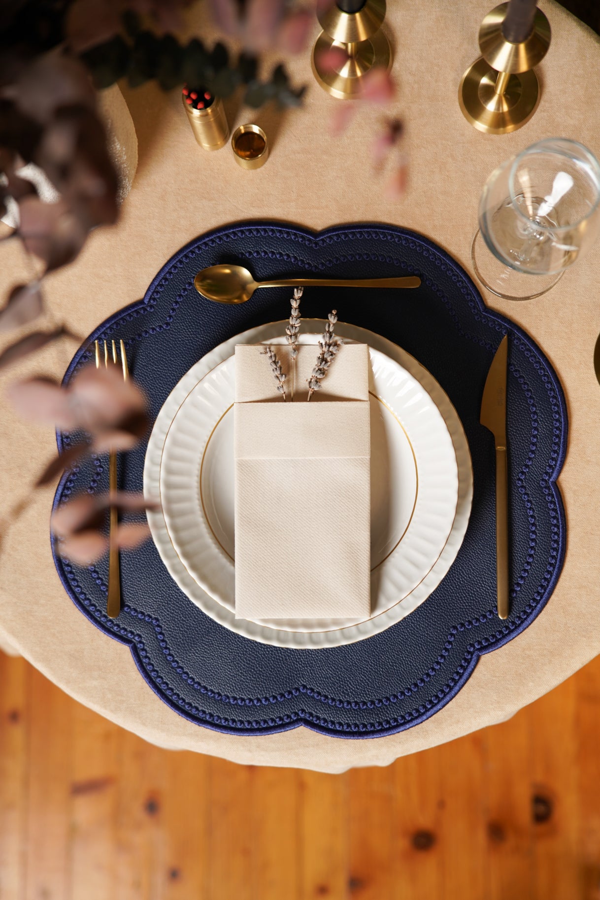 NURTURE NAVY BLUE FAUX LEATHER PLACEMAT
