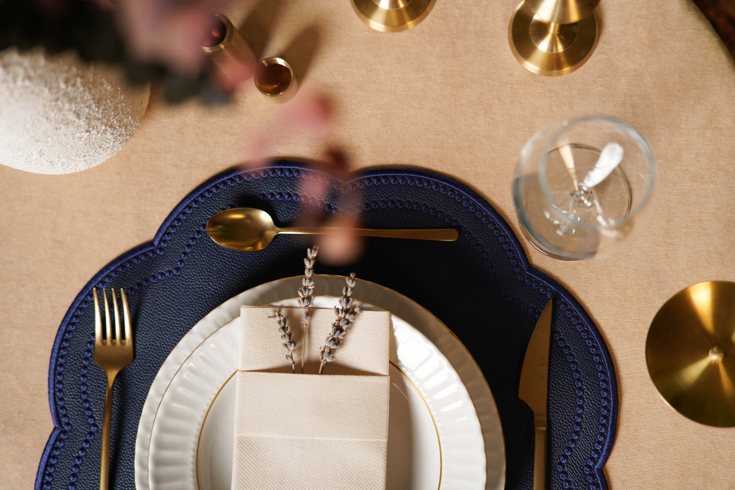 NURTURE NAVY BLUE FAUX LEATHER PLACEMAT
