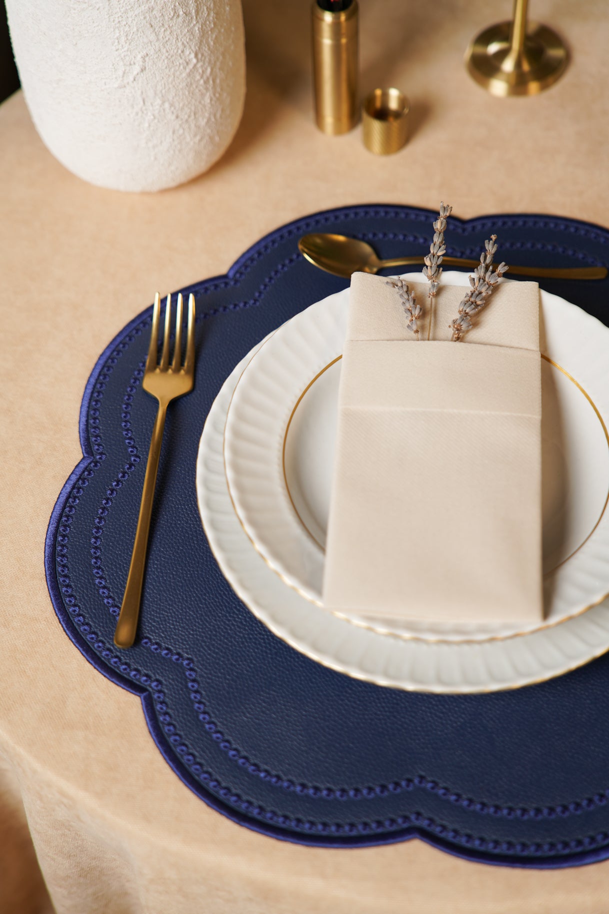 NURTURE NAVY BLUE FAUX LEATHER PLACEMAT
