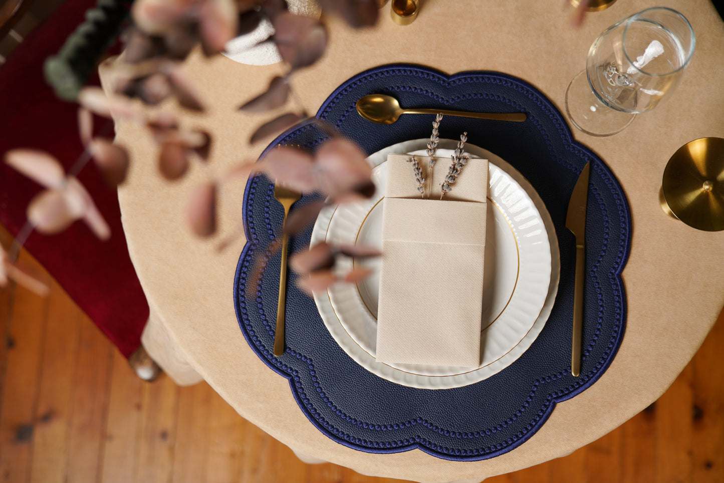 NURTURE NAVY BLUE FAUX LEATHER PLACEMAT