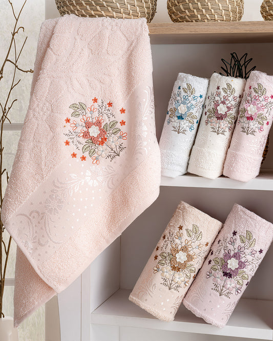 Pluma Embroidered Cotton Towel Set – Premium Hand & Kitchen Towels