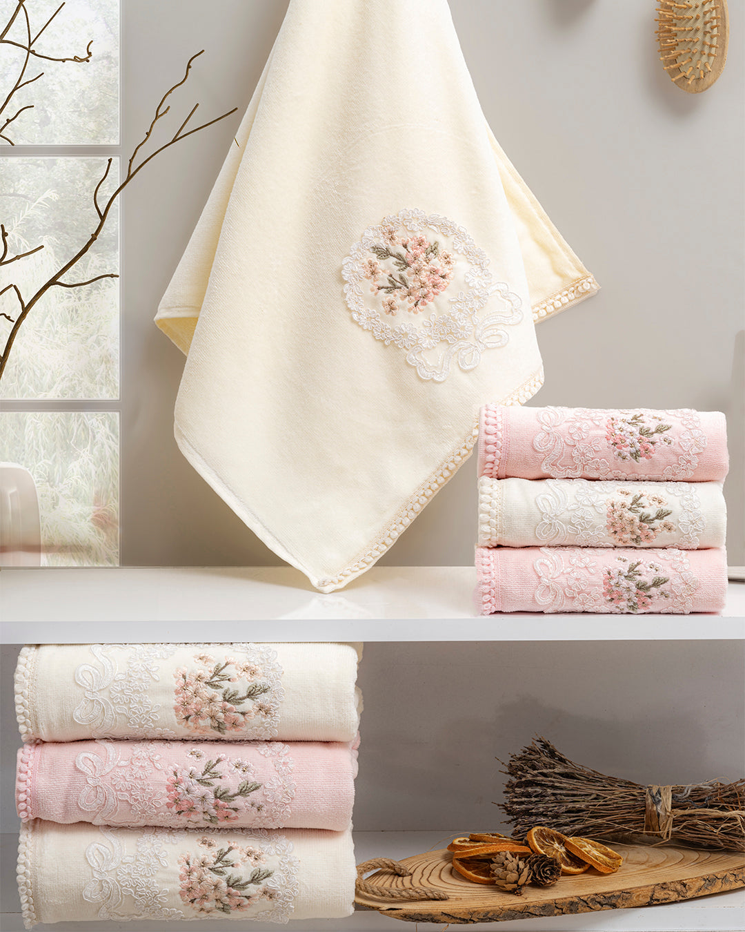 Nuvee Embroidered Velvet Towel Set – Premium Hand & Kitchen Towels