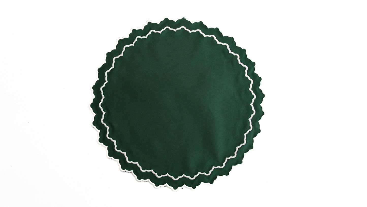 HAZEL GREEN ROUND FABRIC PLACEMAT