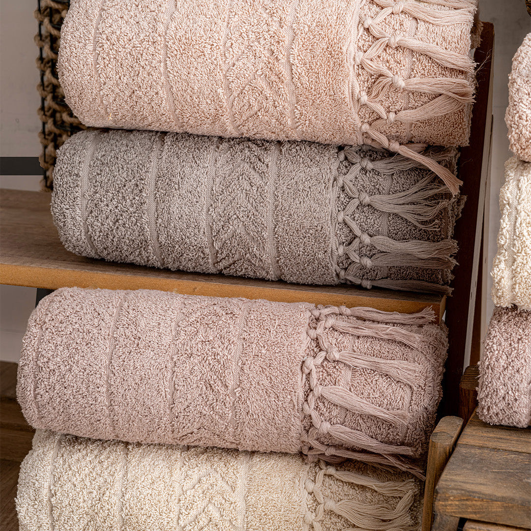 Lavaya Hilda embroidered towel set presented for gifting housewarming and holidays by PNRDECOR ship from USA