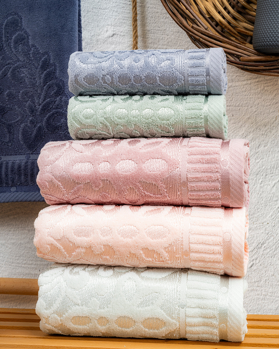 Caressa Embroidered Velvet Towel Set – Premium Hand & Kitchen Towels