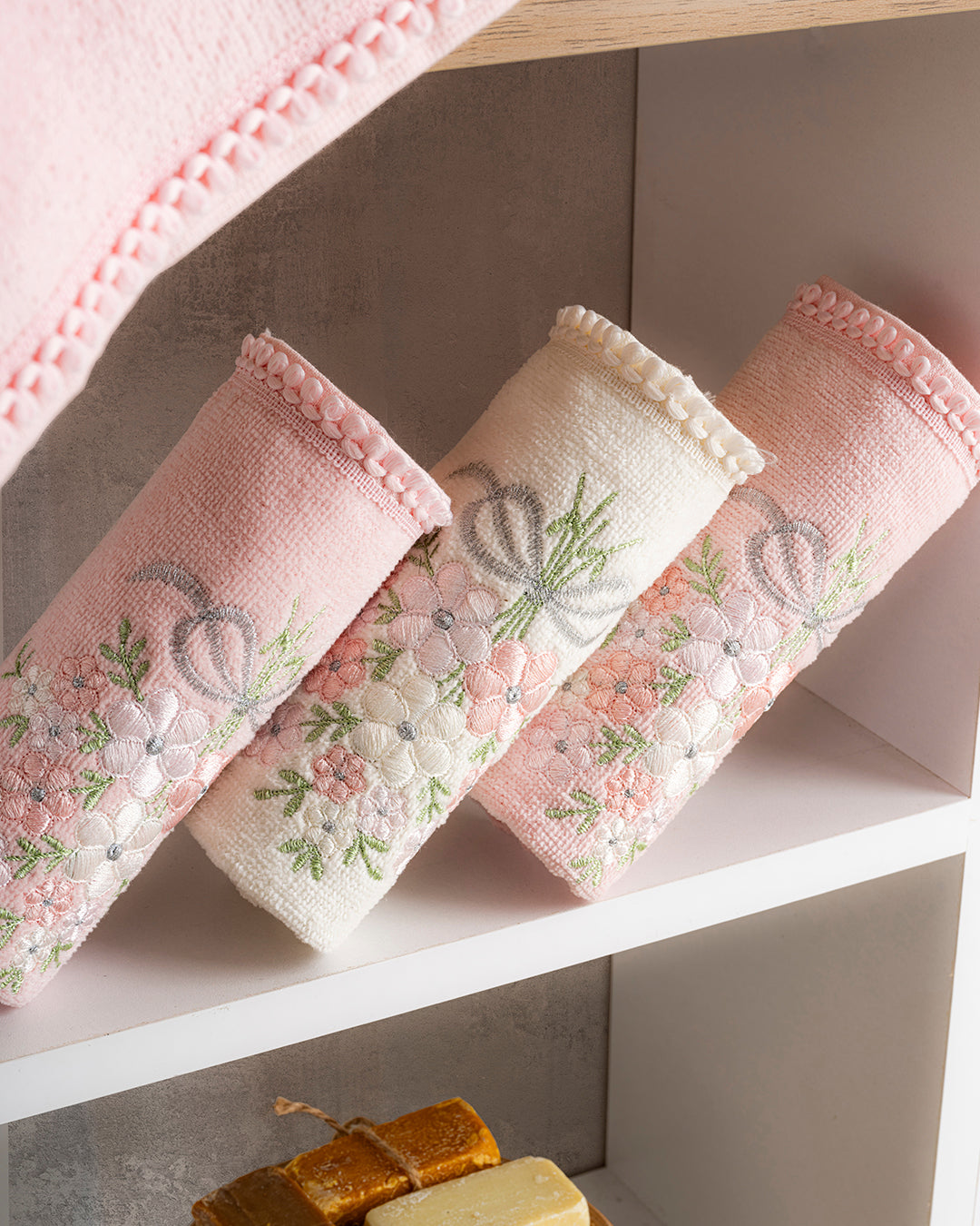 Absorba Verse Embroidered Velvet Towel Set – Premium Hand & Kitchen Towels