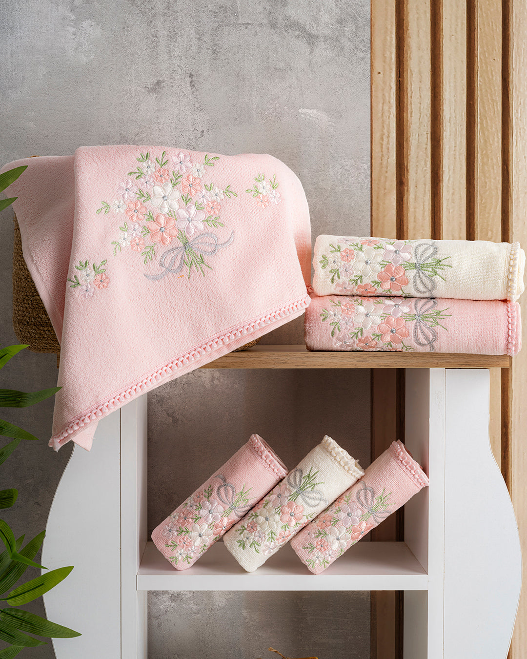 Absorba Verse Embroidered Velvet Towel Set – Premium Hand & Kitchen Towels