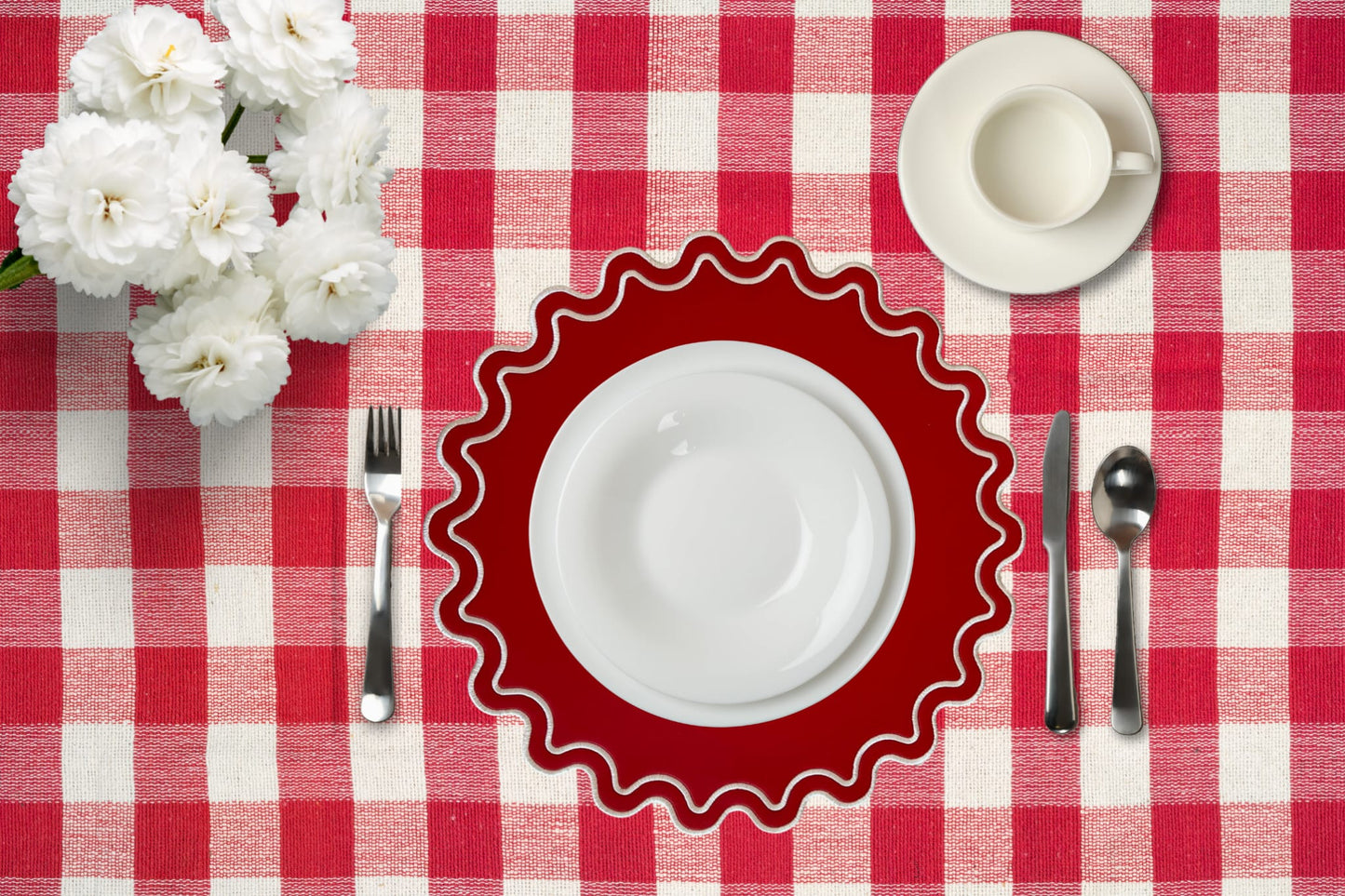 SOLACE DARK RED FAUX LEATHER PLACEMAT