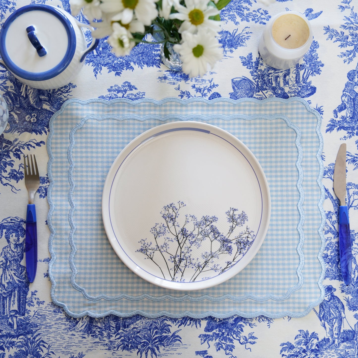 Eco-friendly embroidered fabric placemat designed for everyday luxury, perfect for weddings, holidays, and dinner parties, custom-made and ships from the USA.