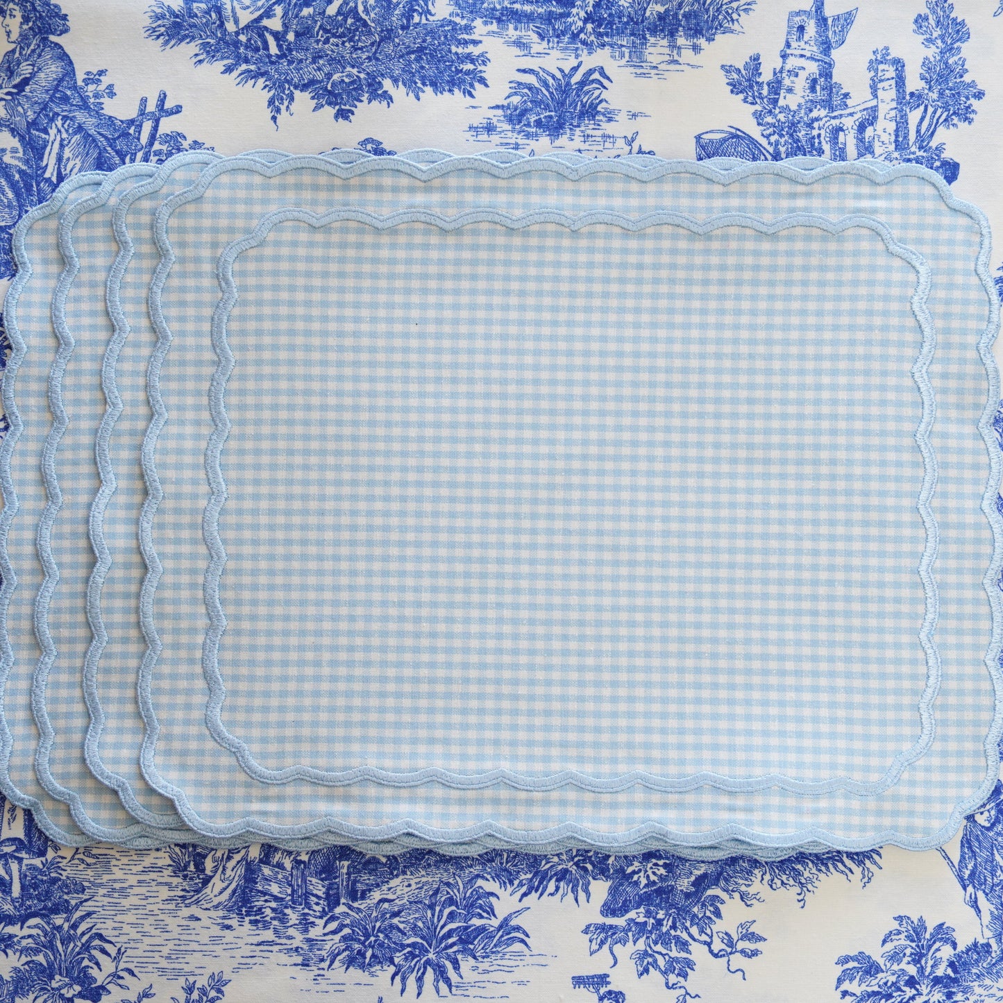 Luxury handmade embroidered cotton placemat with stain-resistant finish, adds charm to holiday and event tables, crafted and shipped from the USA.
