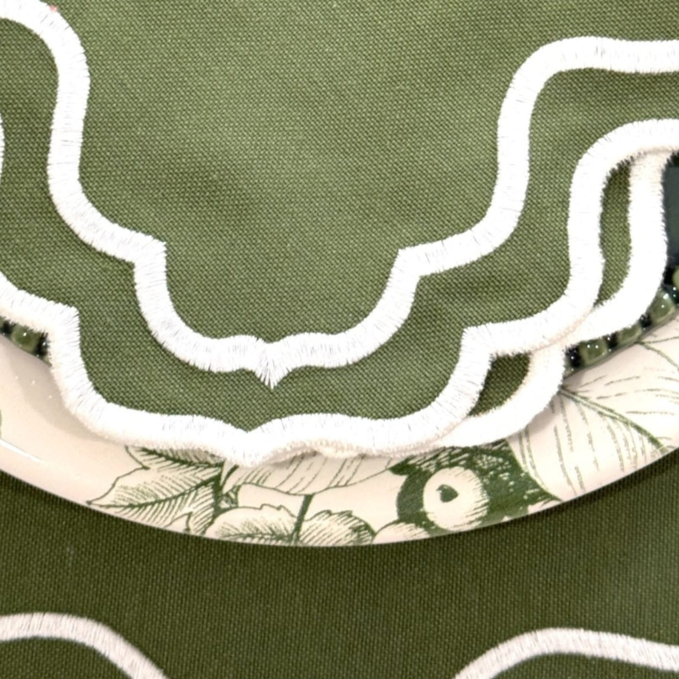 Stylish Dark Green Waterproof Embroidered Placemat for Home Dining