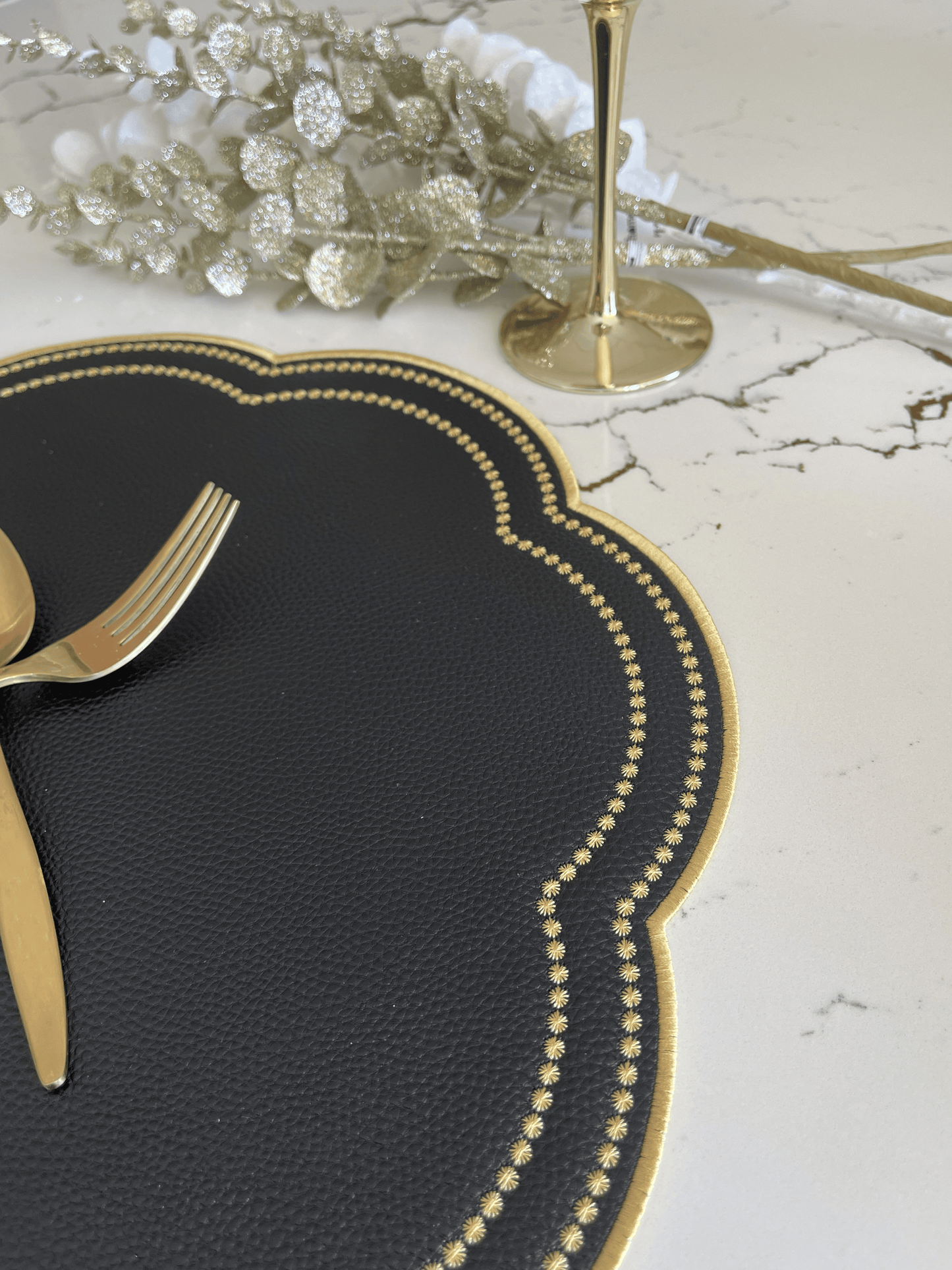 Nurture black and gold faux leather placemat, perfect for gifting