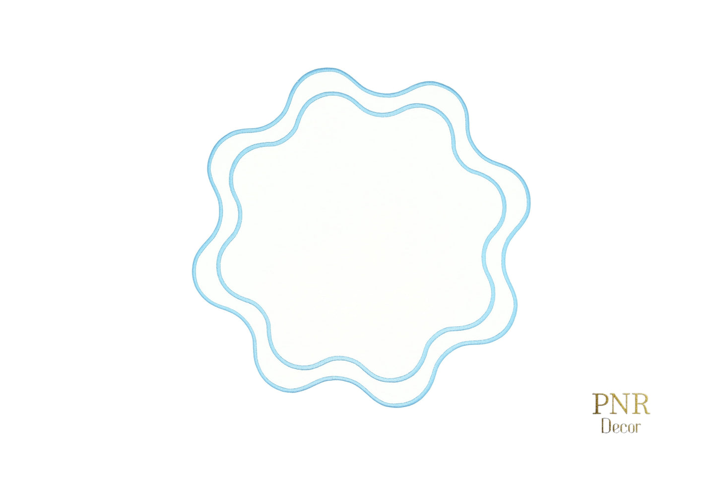 Premium white and blue faux leather placemat, perfect for upscale weddings and dining table decor