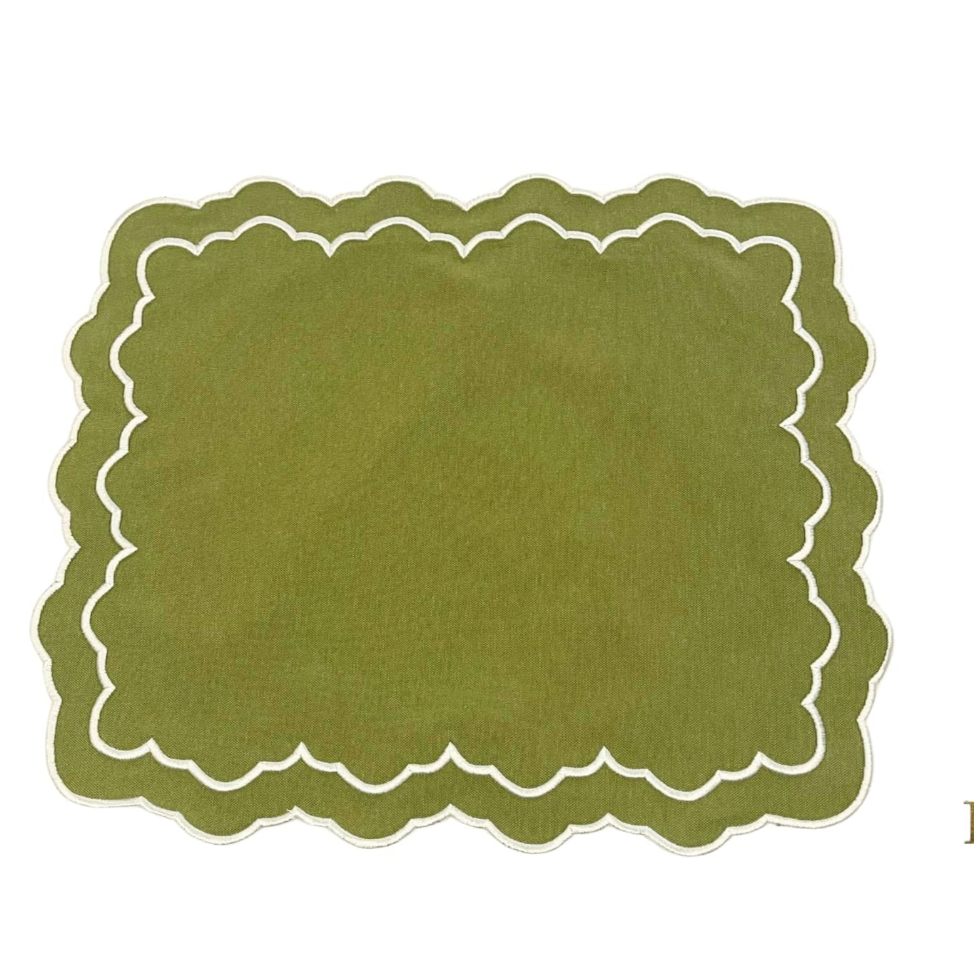 Luxury handmade embroidered cotton placemat crafted for weddings and events, adds charm to holiday and event tables, made to order with USA delivery.