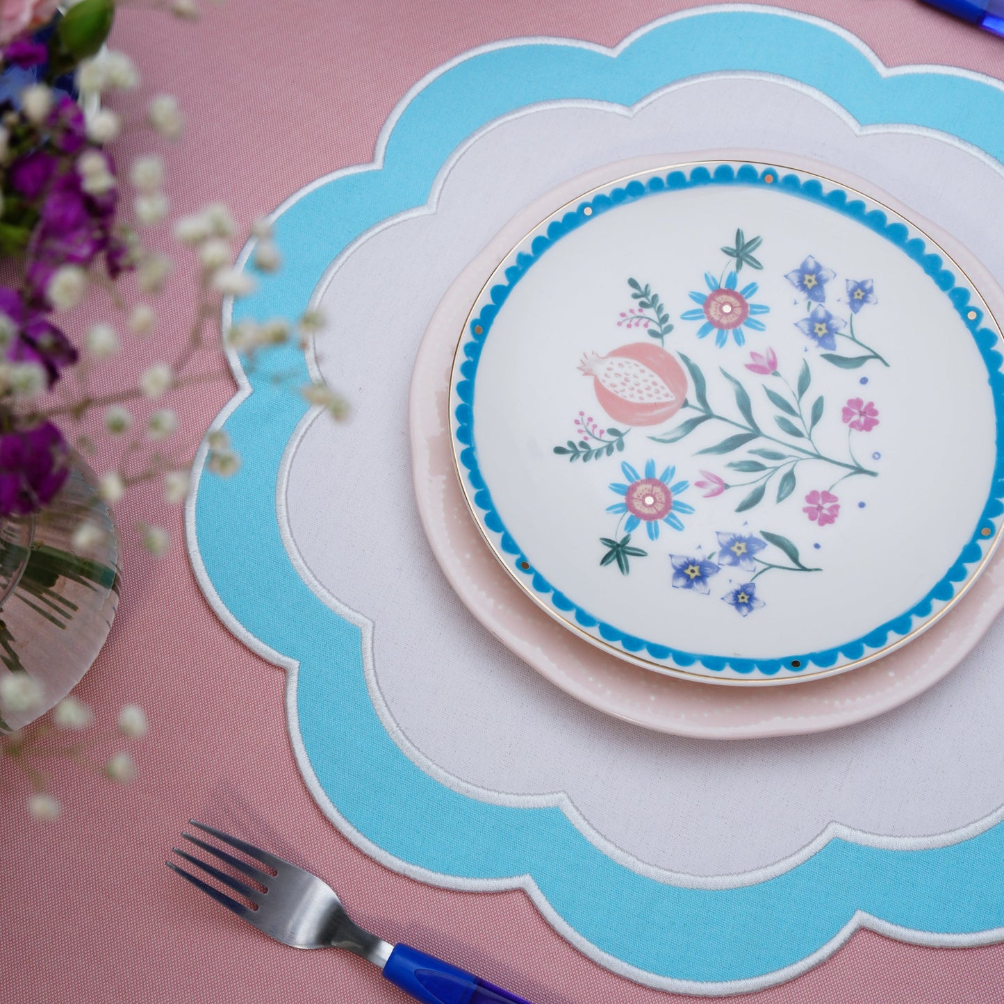 Serenity series placemat placed in an elegant tabletop view