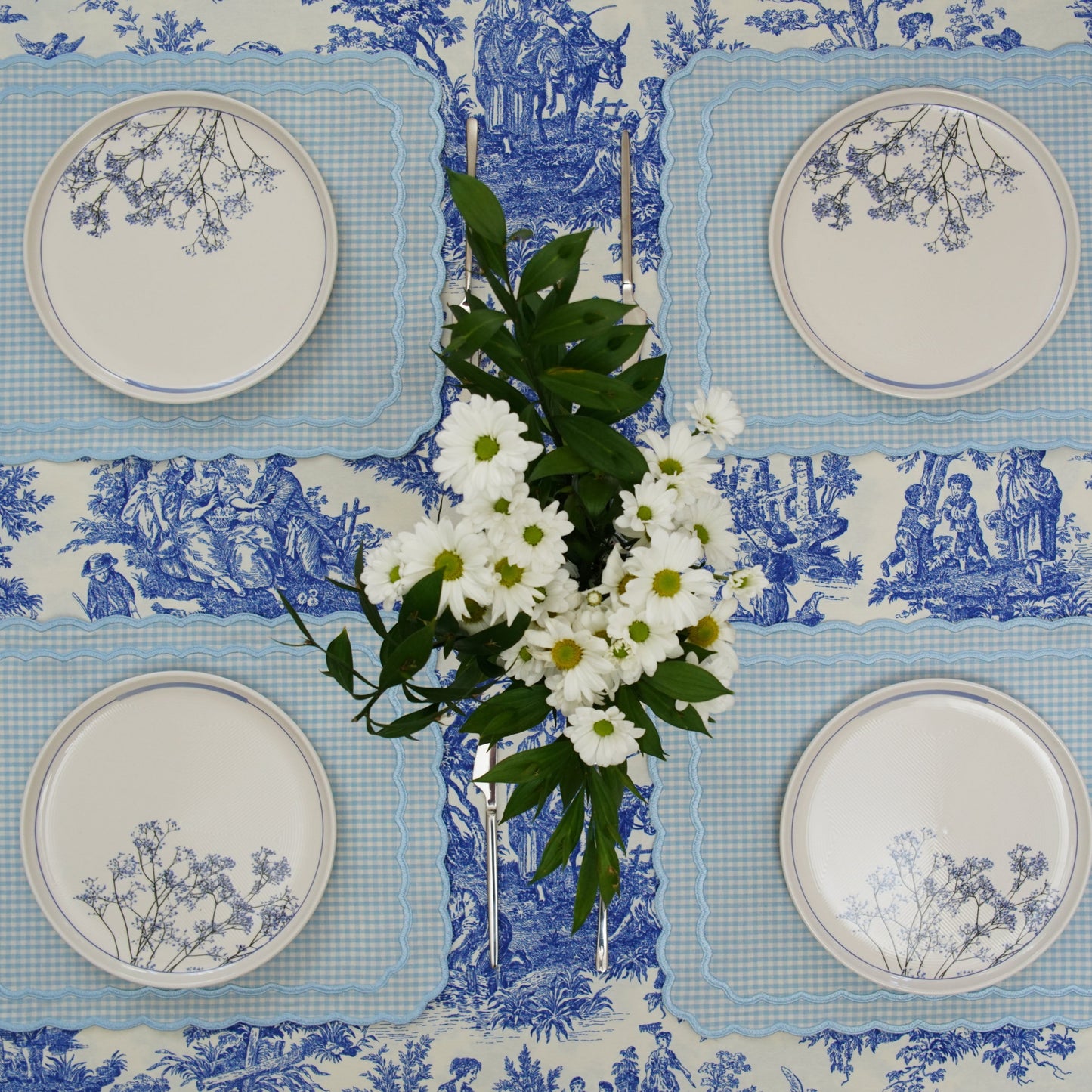 Custom embroidered cotton table linen with stain-resistant finish, adds charm to holiday and event tables, available for fast USA shipping.