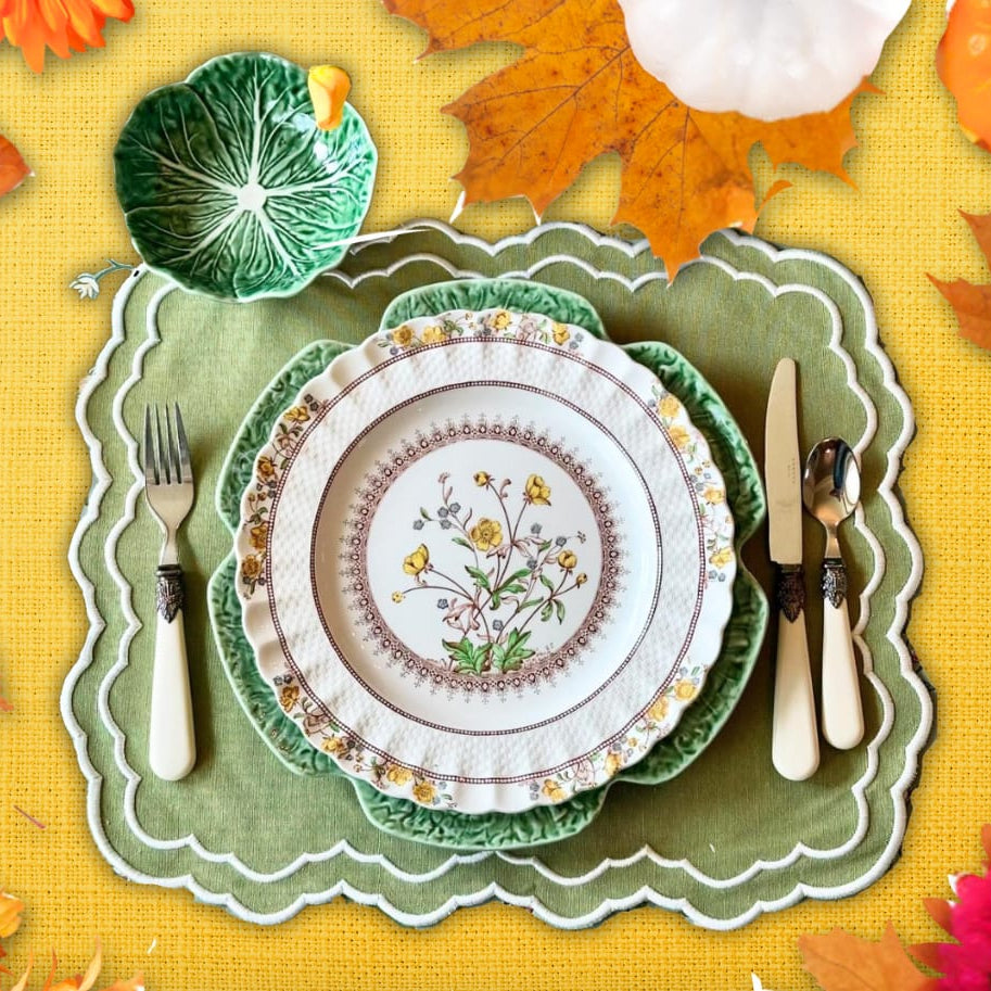 Premium quality cotton placemat with embroidery made with sustainable cotton, ideal for farmhouse dining or seasonal settings, crafted and shipped from the USA.