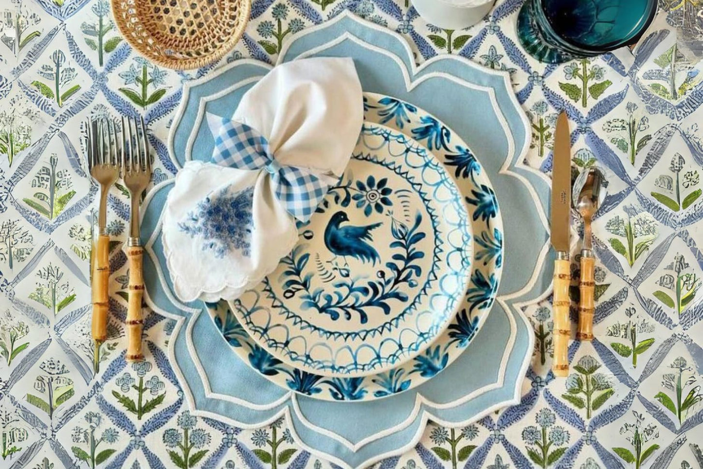 Soft and Durable Light Blue Placemat for Home, Restaurants, and Weddings