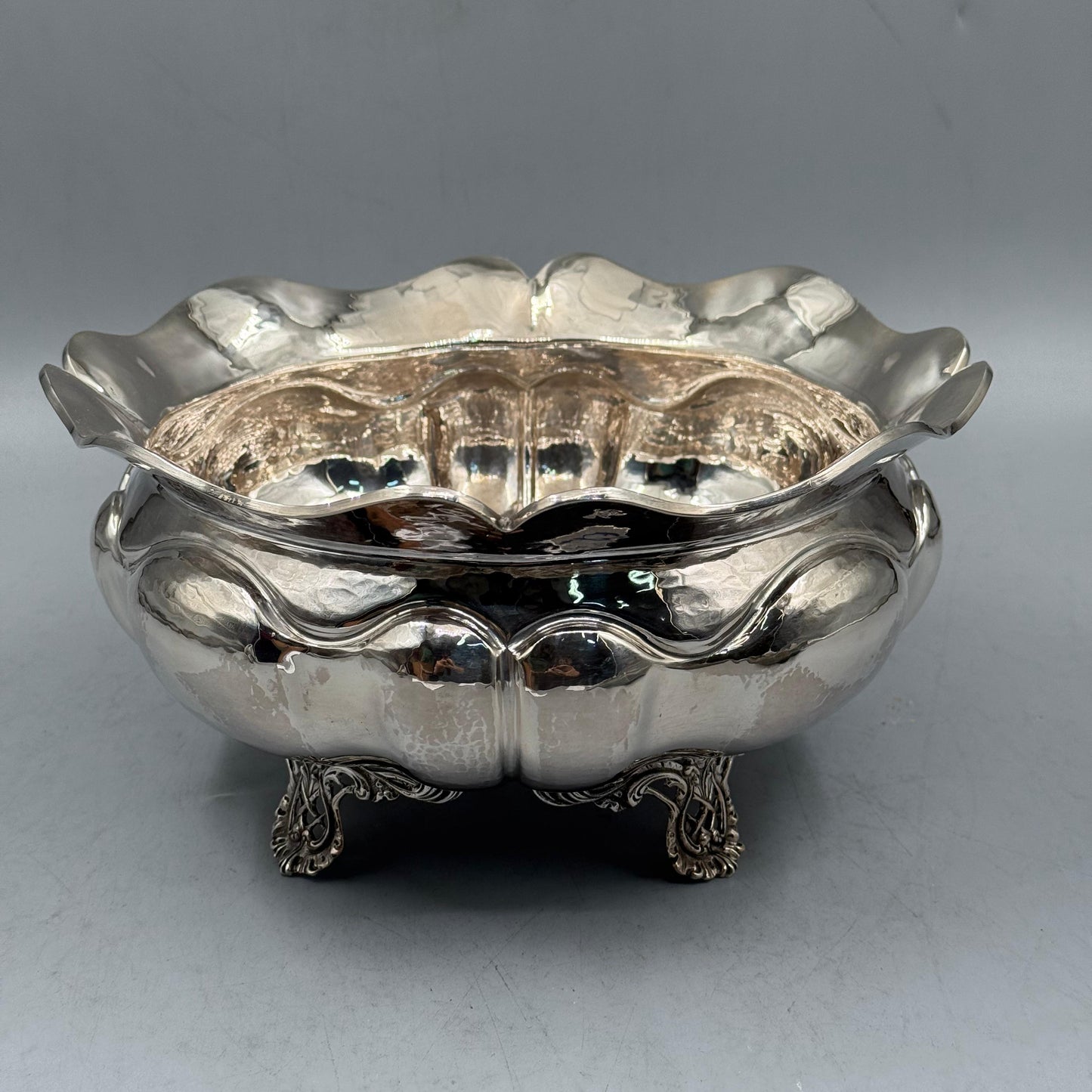 Antique style hammered silver serving vessel for luxury home decor by PNR Decor ship from USA