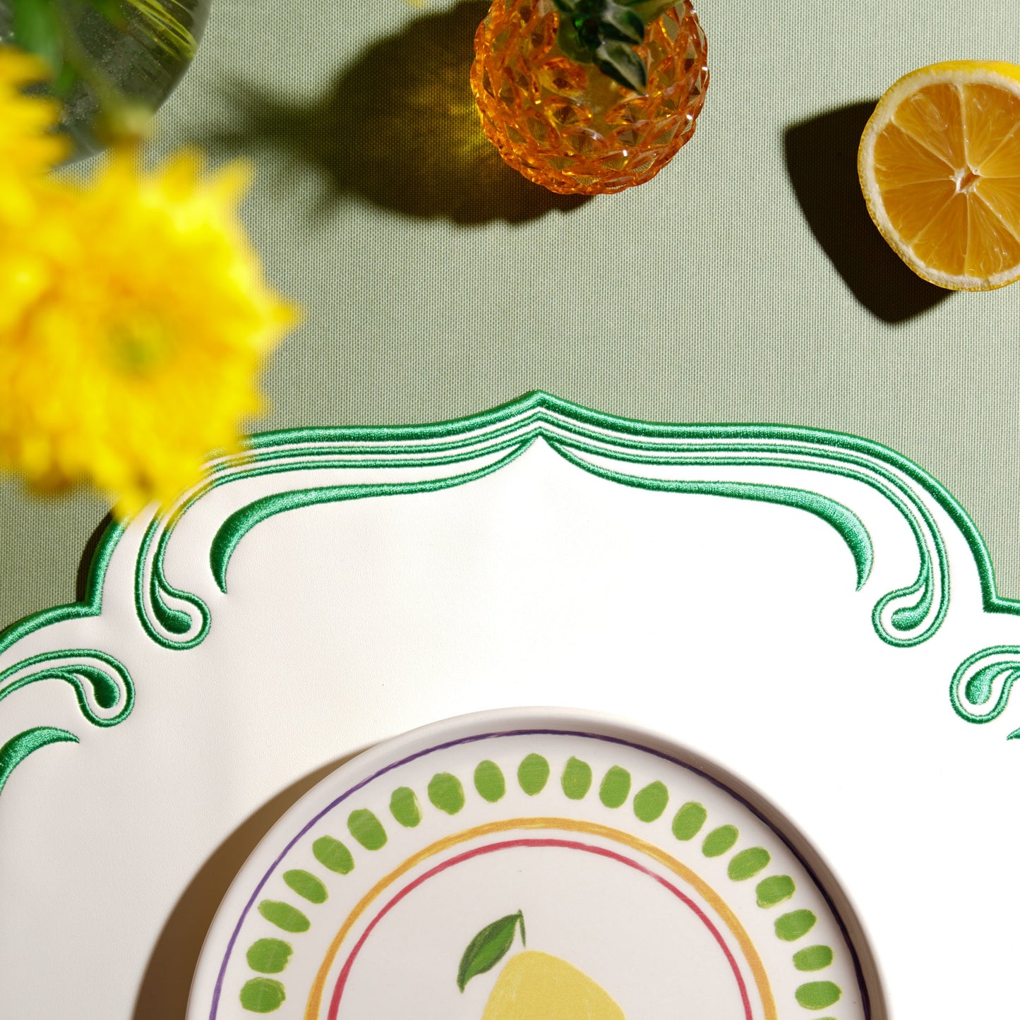 Faux leather placemat placed in a symmetrical layout for special occasions