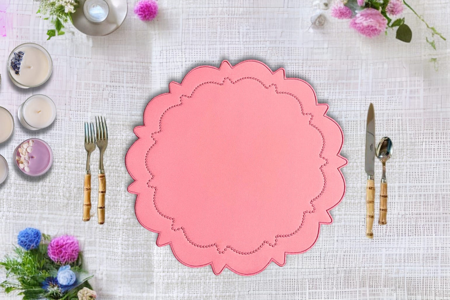 Pink and Dark Pink Faux Leather Placemats – Durable and Stylish