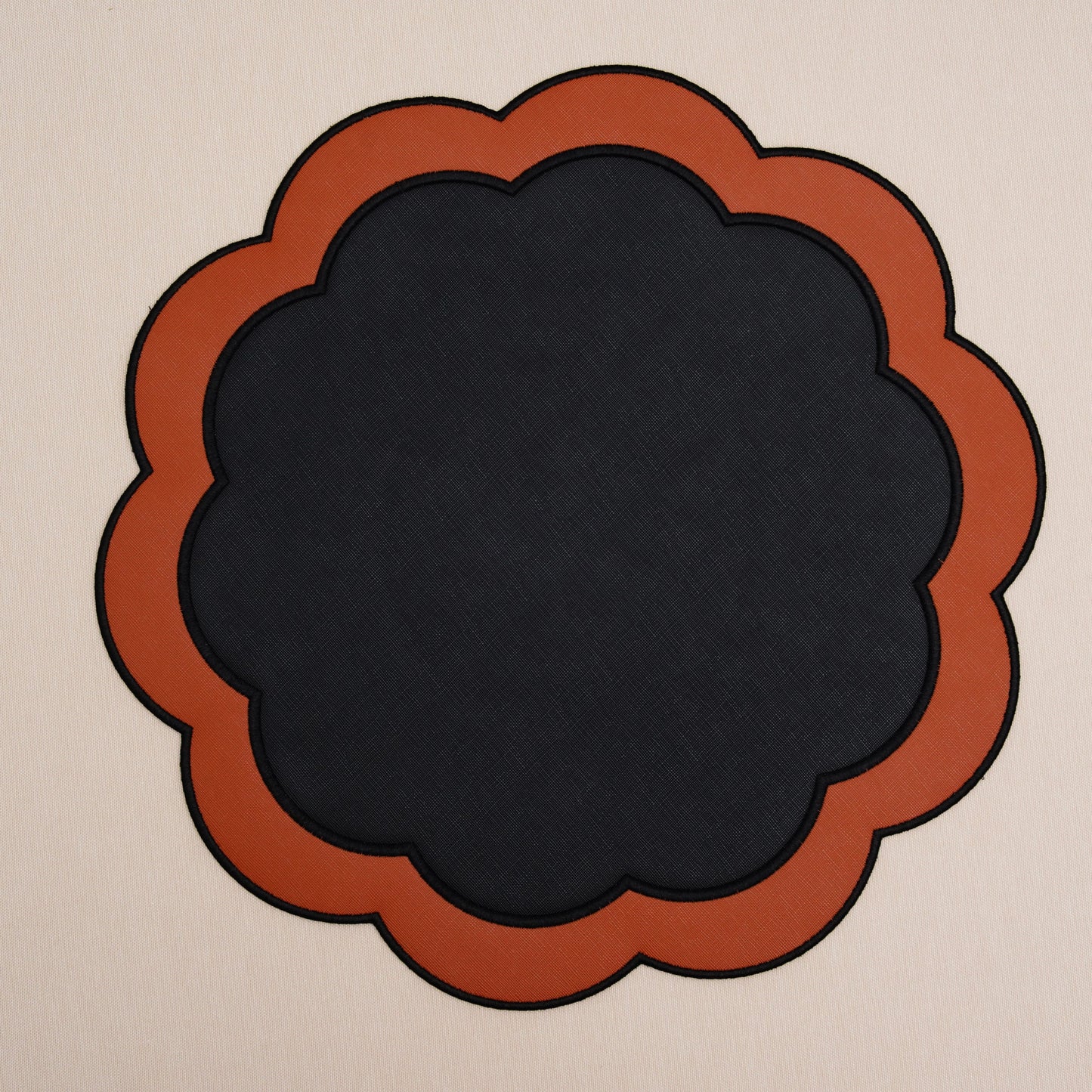 Close-up view of artisan placemat crafted for elegant dining