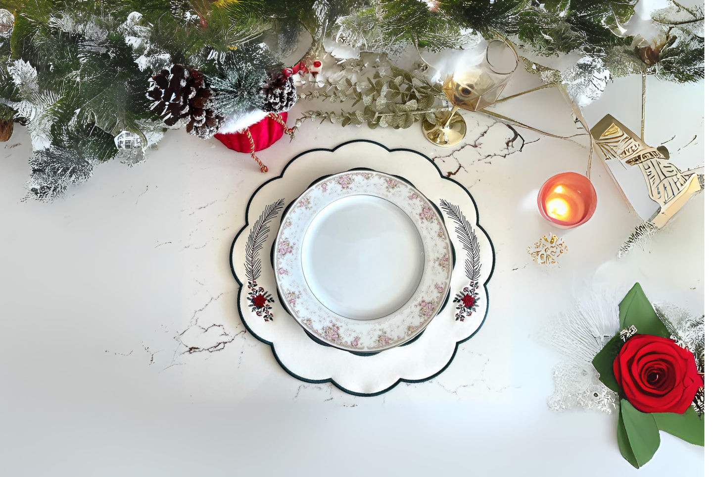 Premium Faux Leather White Placemat – Ideal for Special Occasions & Events