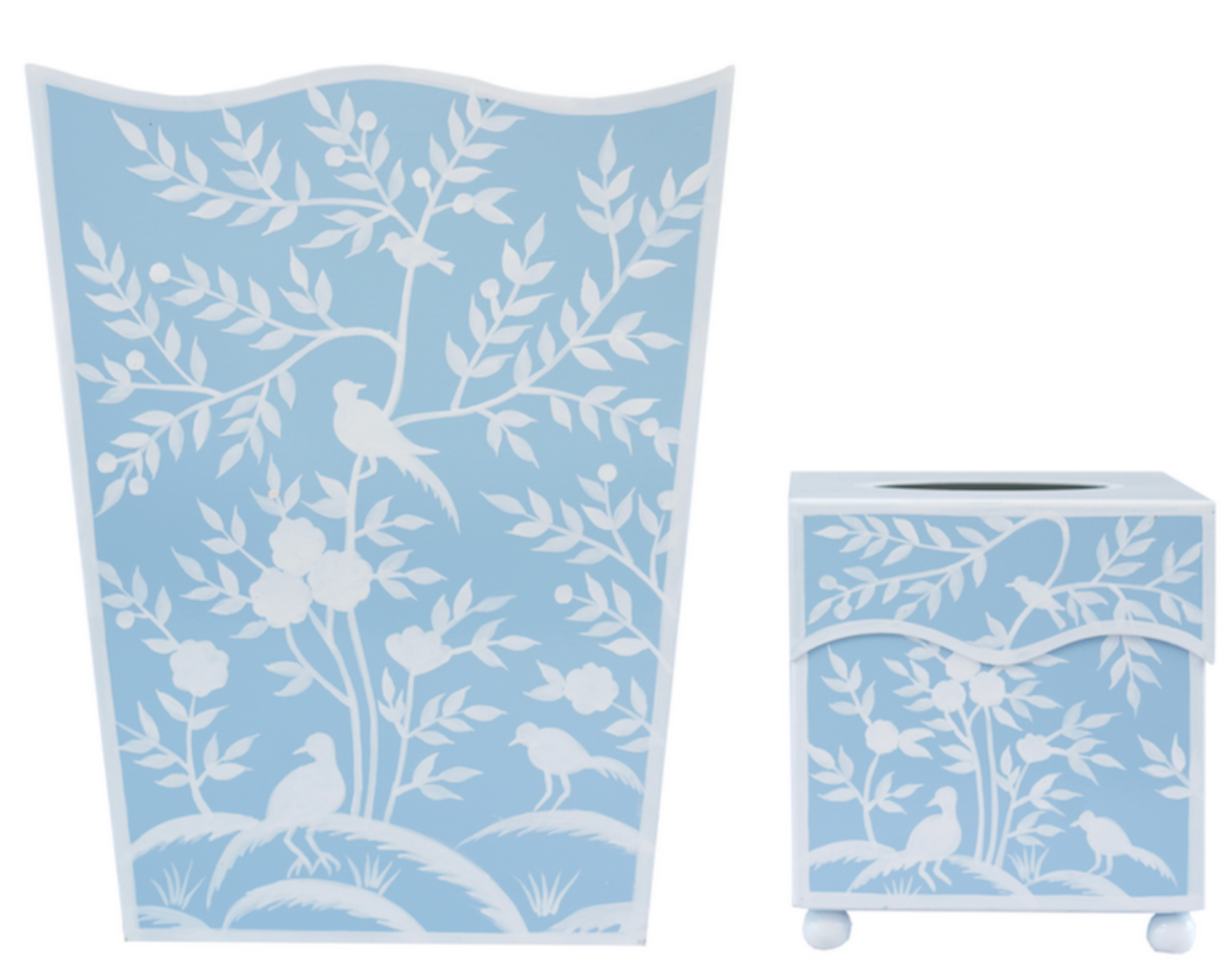 Blue Bird & Vine Wastepaper Basket & Tissue (3 Options)