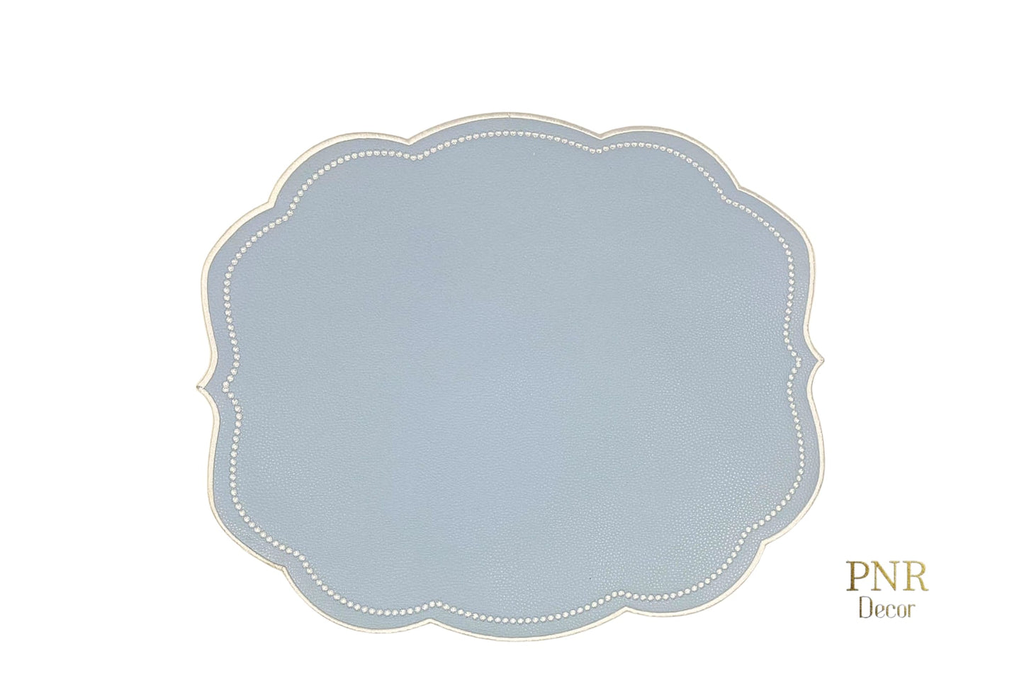 Sophisticated light blue faux leather placemat ideal for modern table settings and special events