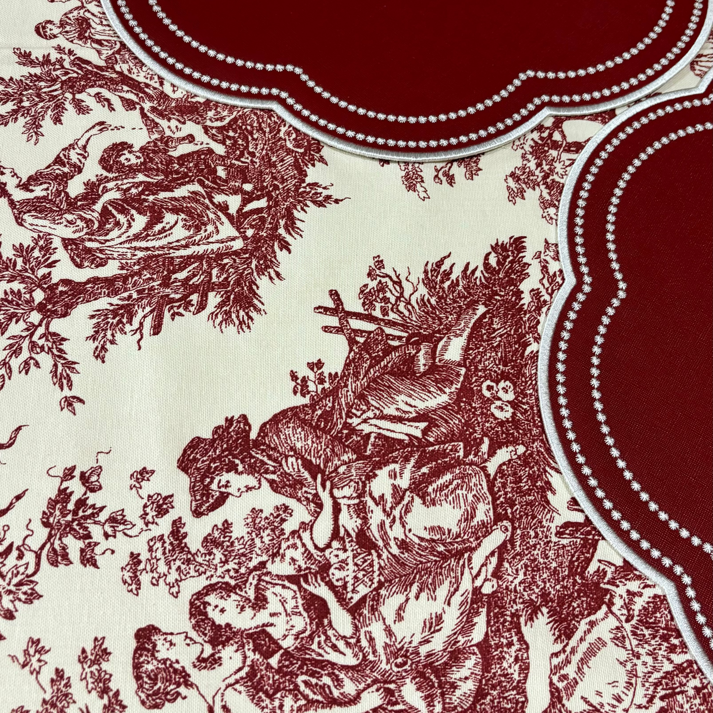 Luxury custom tablecloths made from eco-friendly cotton blend, water-repellent, easy-care, perfect for weddings and events, shipped from USA.