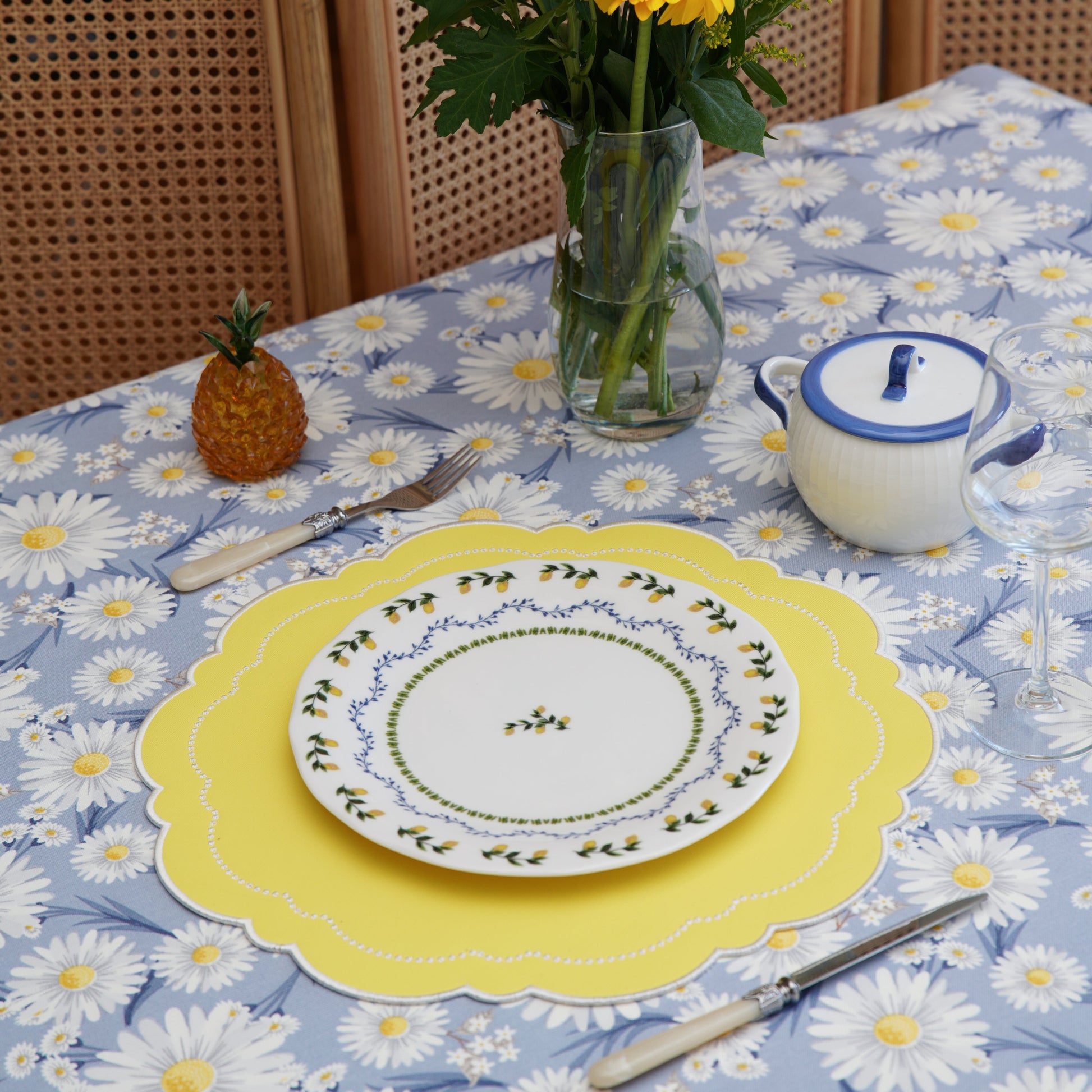 Handcrafted faux leather placemat showcasing detailed edge and layered design