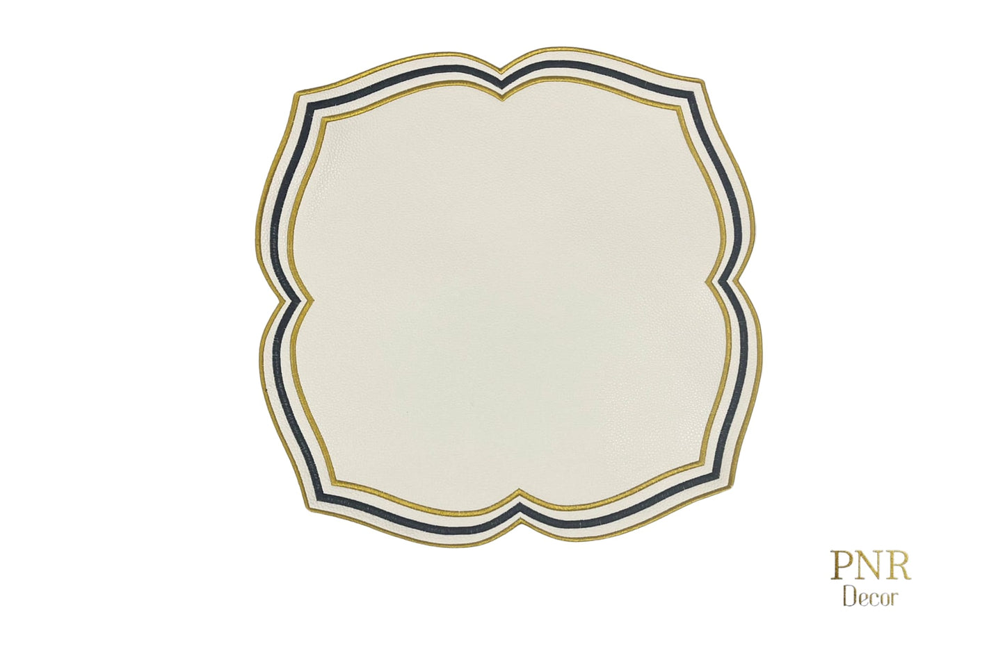 Zeal White Black Gold Faux Leather Placemat – Elegant Dining Table Setting
