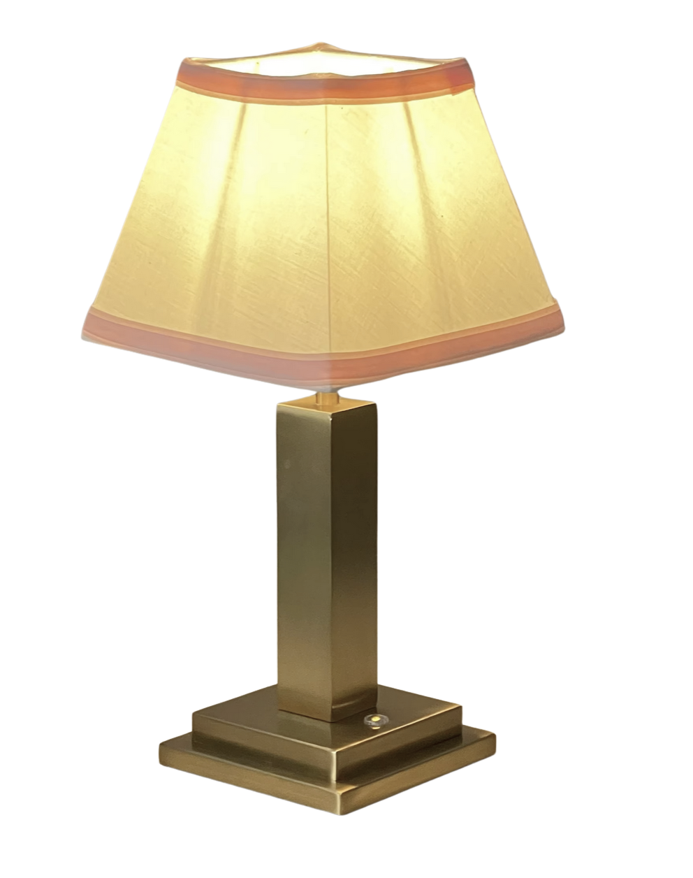 Gold Square Rechargeable Lamp with Pink Trim Shade
