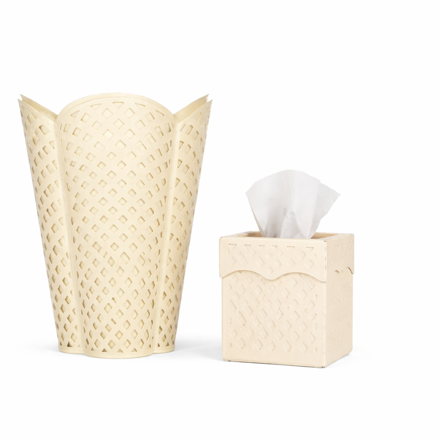 Cream Lattice Wastepaper Basket & Tissue (3 Options)