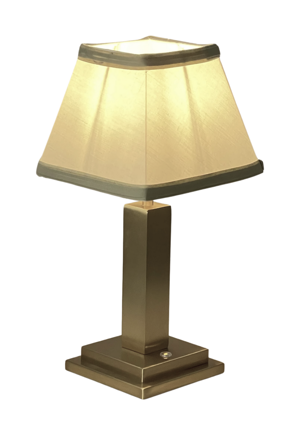 Gold Square Rechargeable Lamp with Green Trim Shade