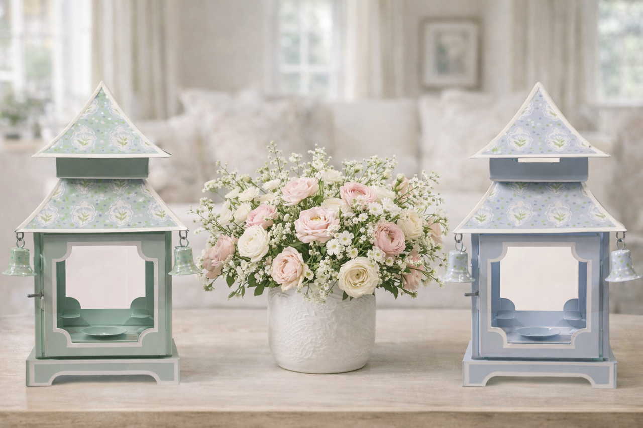 Blue & Tulip Pagoda Lantern (3 Sizes)