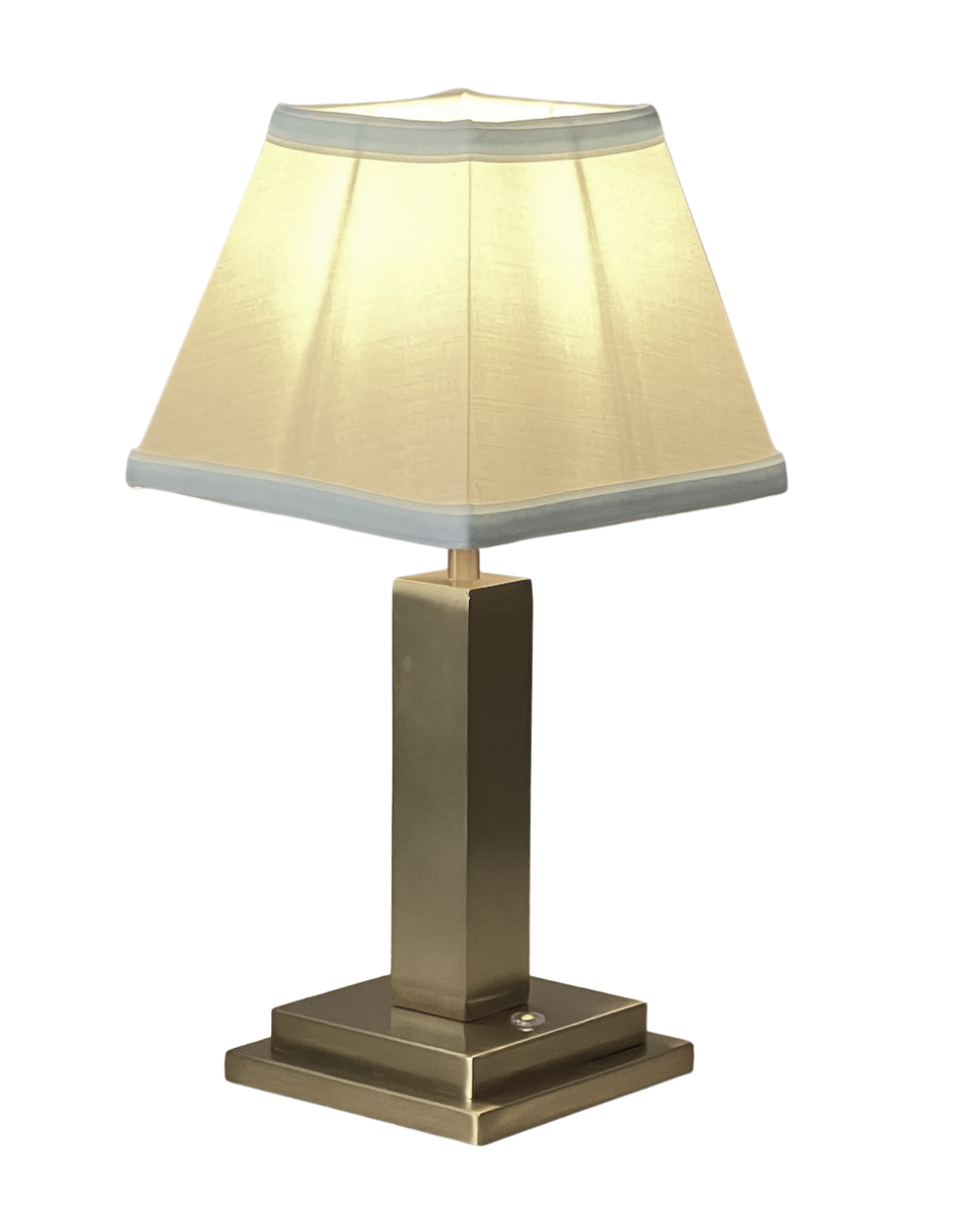Gold Square Rechargeable Lamp with Blue Trim Shade