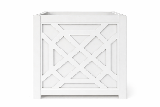 White Chippendale Planter