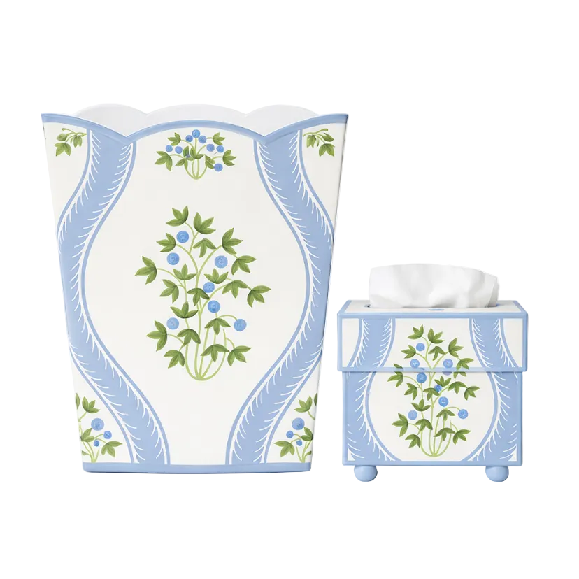 Blueberry Square Wastepaper Basket & Tissue (3 Options)