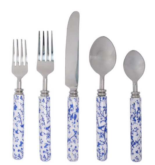 Blue Chinoiserie Five Piece Flatware Set