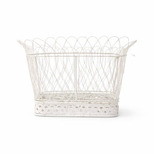 Square White French Wire Basket (3 Sizes)