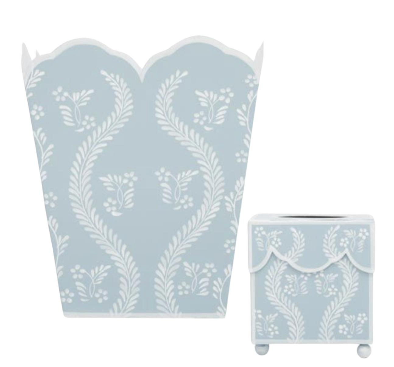Sky Blue Square Trellis Wastepaper Basket & Tissue Holder (4 Options)