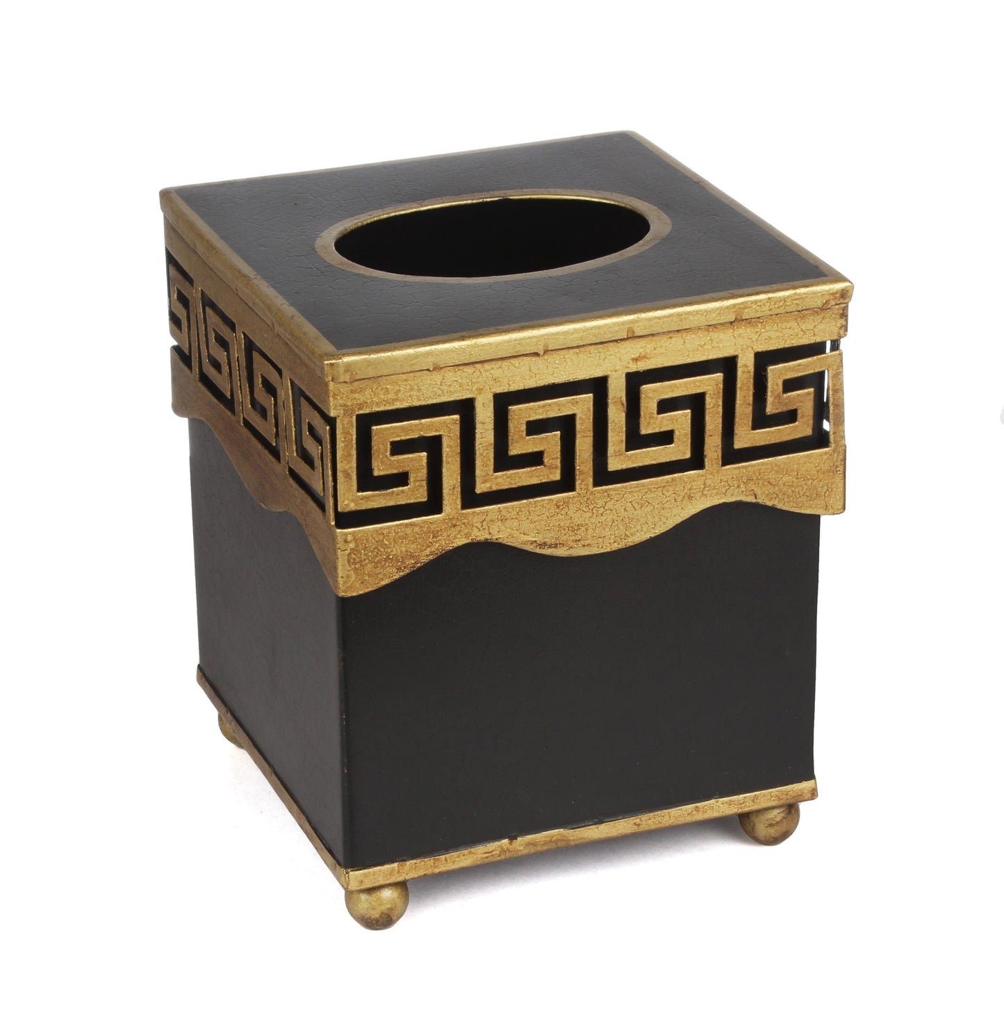 Black Greek Key Wastepaper Basket & Tissue Holder (3 Options)