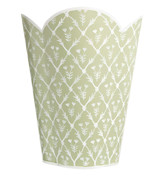 Pale Green & White Tulip Wastepaper Basket & Tissue (3 Options)